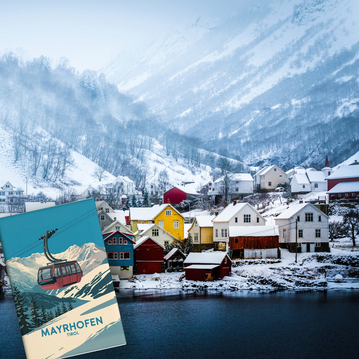 MAYRHOFEN Tirol Retro Souvenir Souvenir Magnet mit Seilbahn
