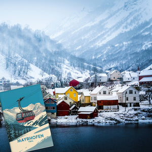 MAYRHOFEN Tirol Retro Souvenir Souvenir Magnet mit Seilbahn