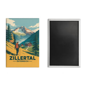 Vintage Zillertal Souvenir Souvenir Magnet mit Wanderer