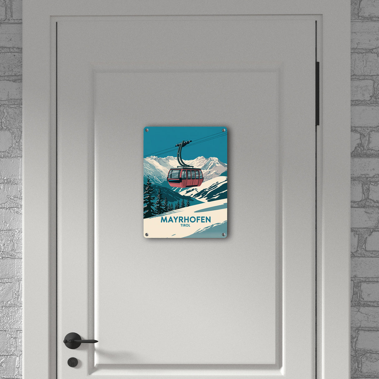 MAYRHOFEN Tirol Retro Metallschild in 15x20 cm mit Seilbahn