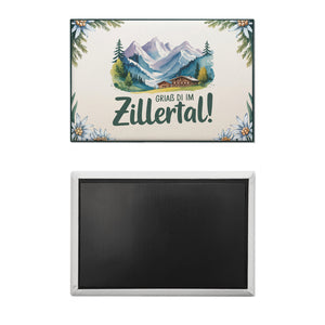 Griaß di im Zillertal! Souvenir Souvenir Magnet mit Berglandschaft