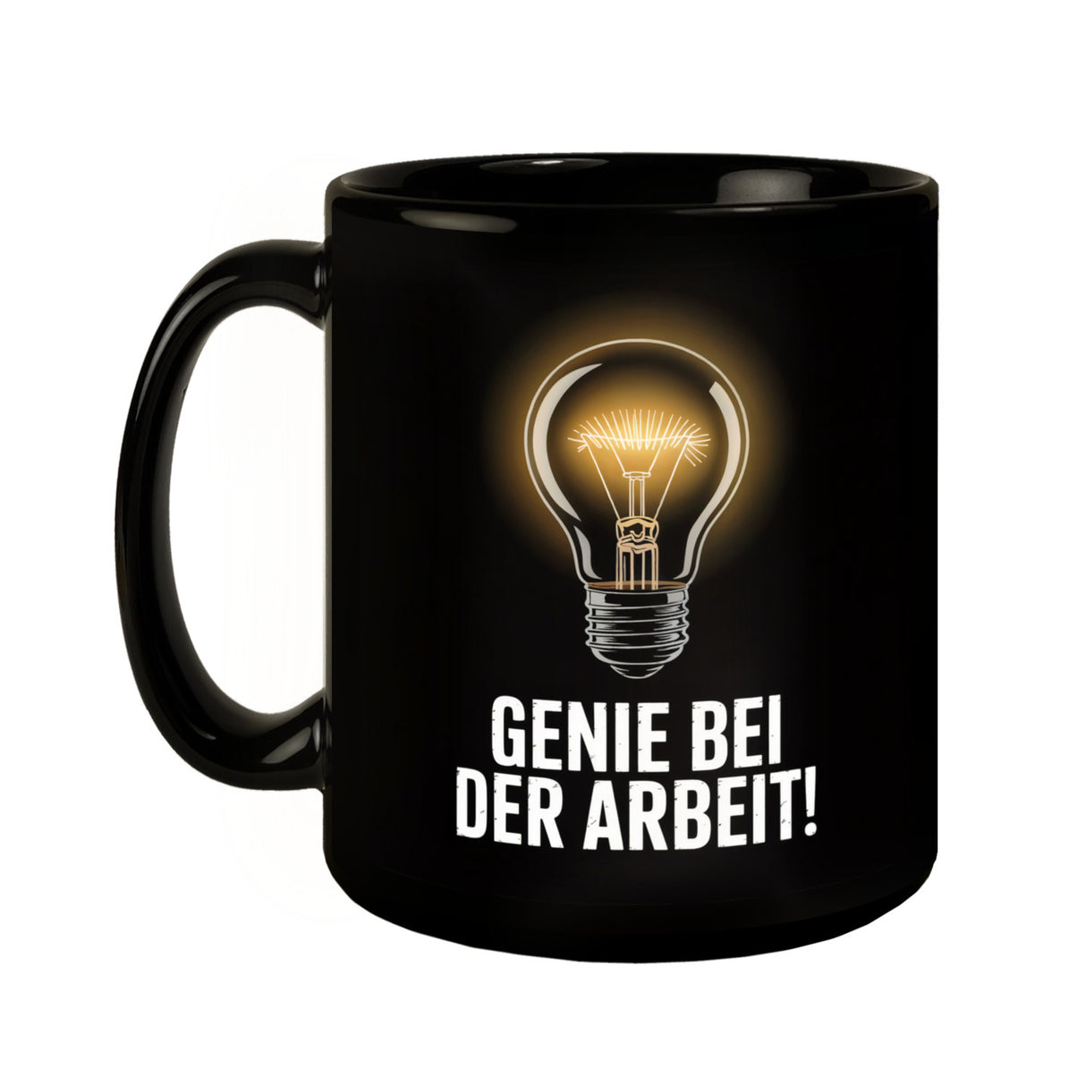 Leuchtende Glühbirne - Genie bei der Arbeit Tasse