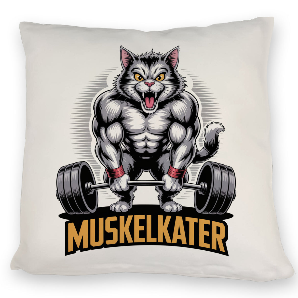 Muskulöse Katze MUSKELKATER Kissen für Fitness-Fans