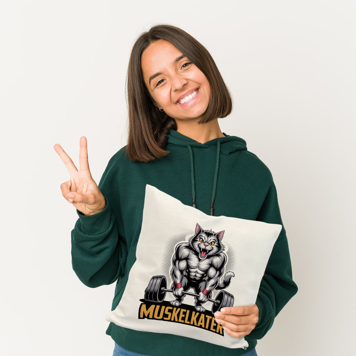 Muskulöse Katze MUSKELKATER Kissen für Fitness-Fans