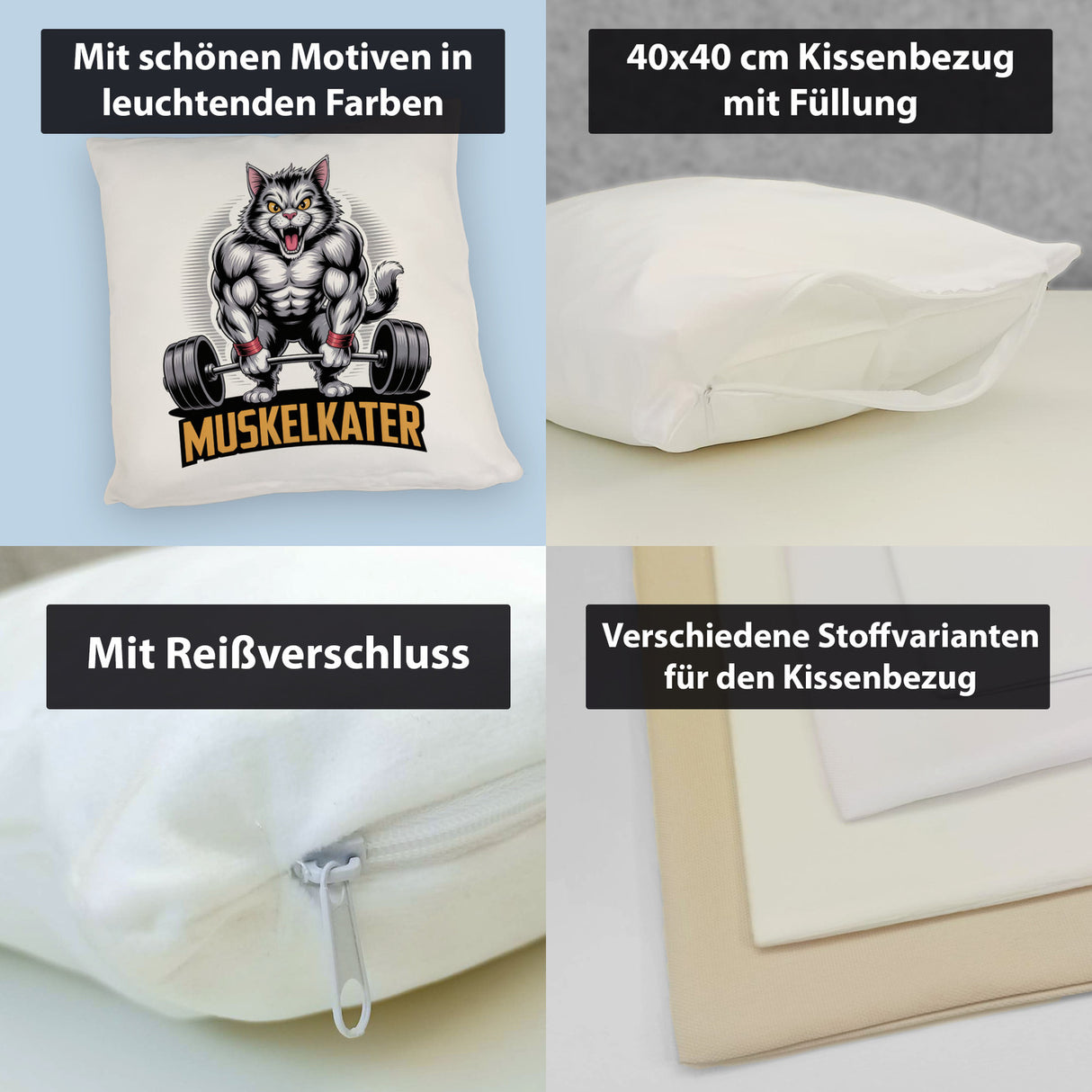 Muskulöse Katze MUSKELKATER Kissen für Fitness-Fans