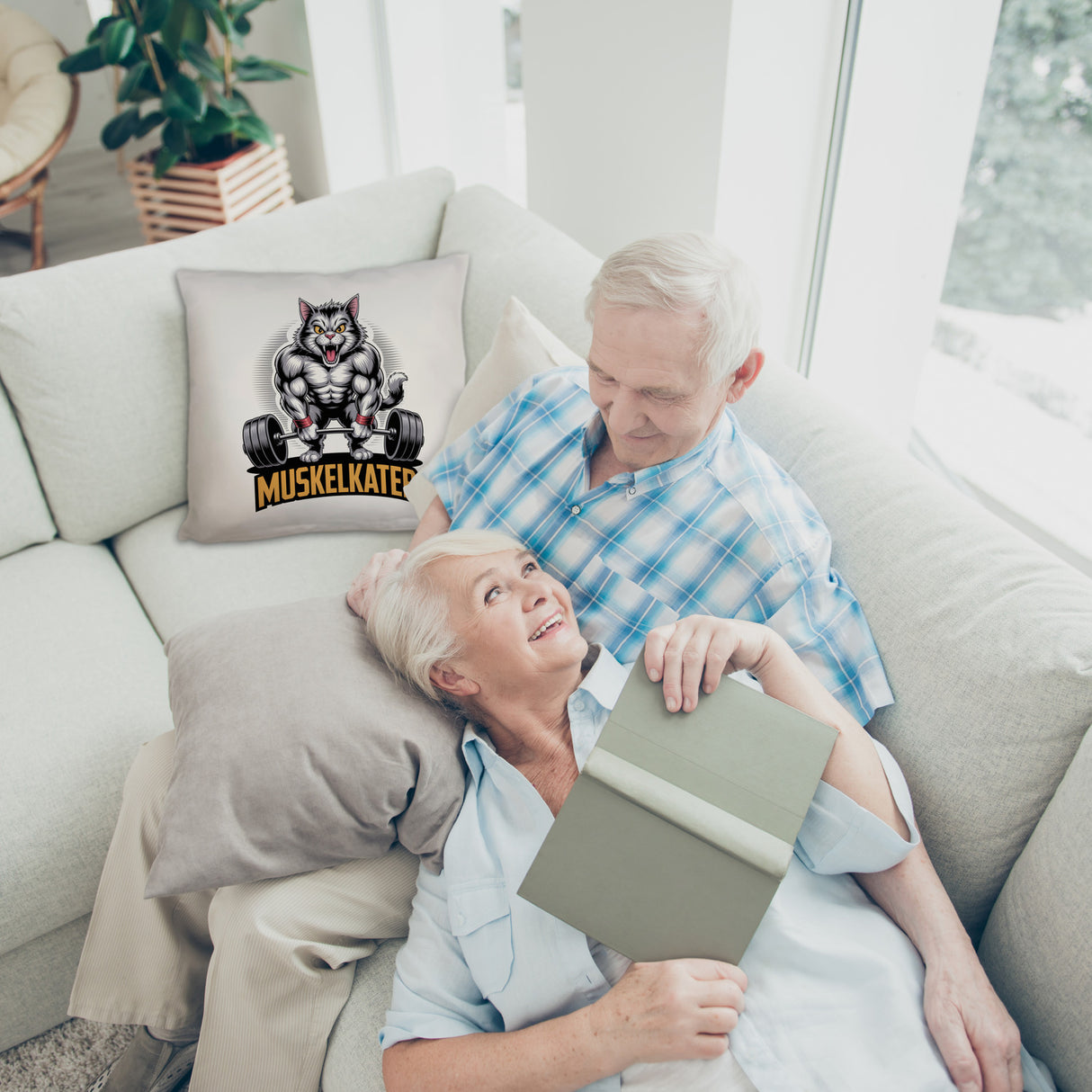 Muskulöse Katze MUSKELKATER Kissen für Fitness-Fans