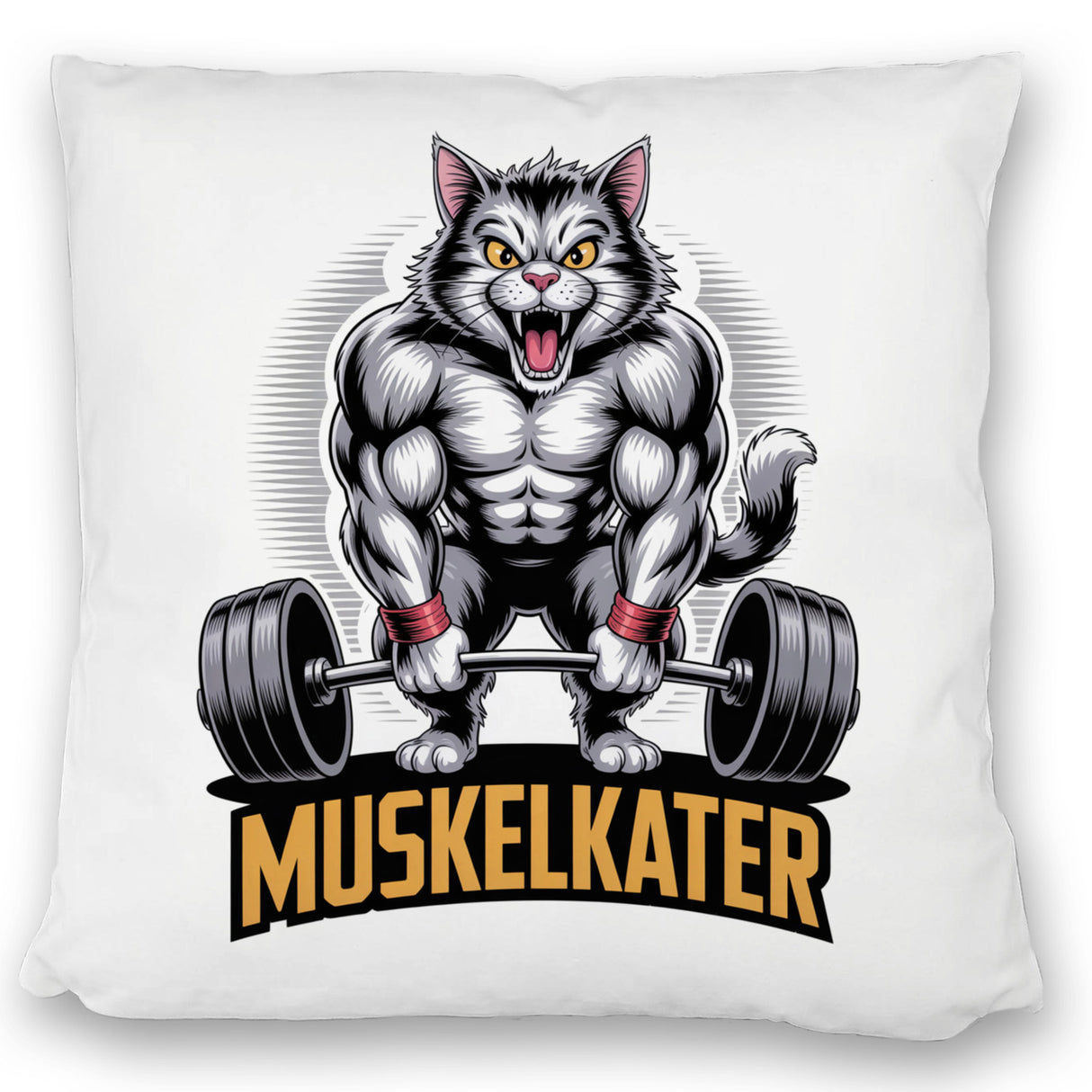 Muskulöse Katze MUSKELKATER Kissen für Fitness-Fans
