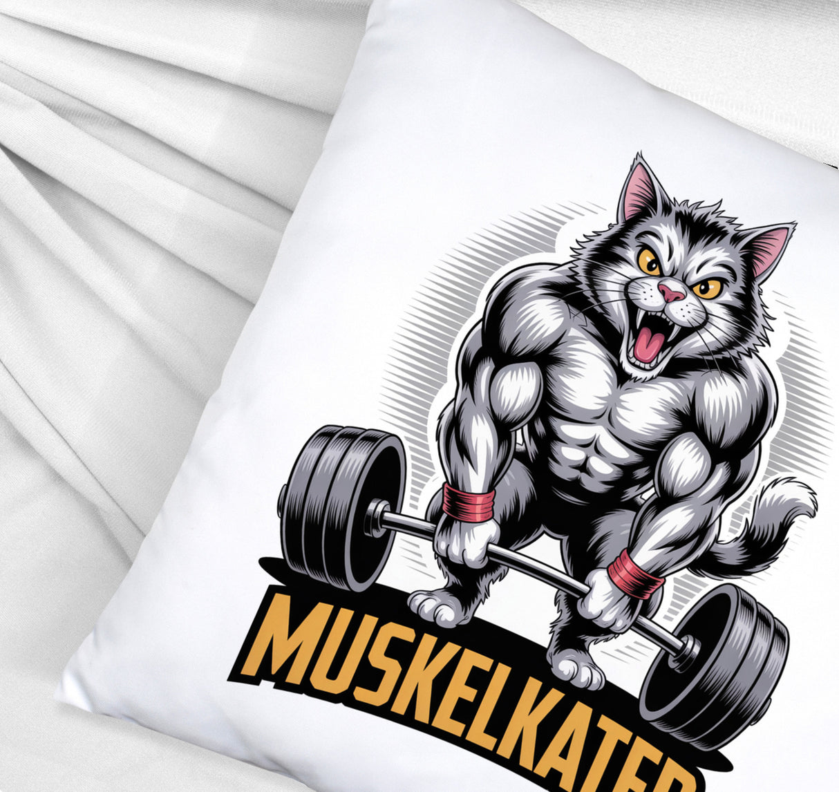Muskulöse Katze MUSKELKATER Kissen für Fitness-Fans
