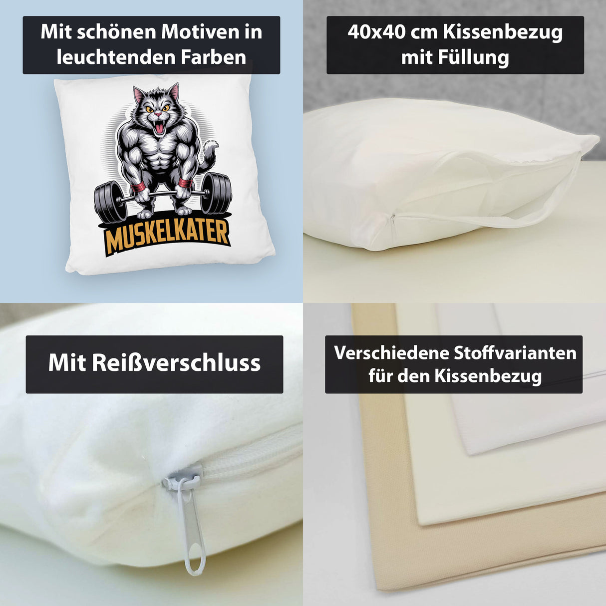 Muskulöse Katze MUSKELKATER Kissen für Fitness-Fans