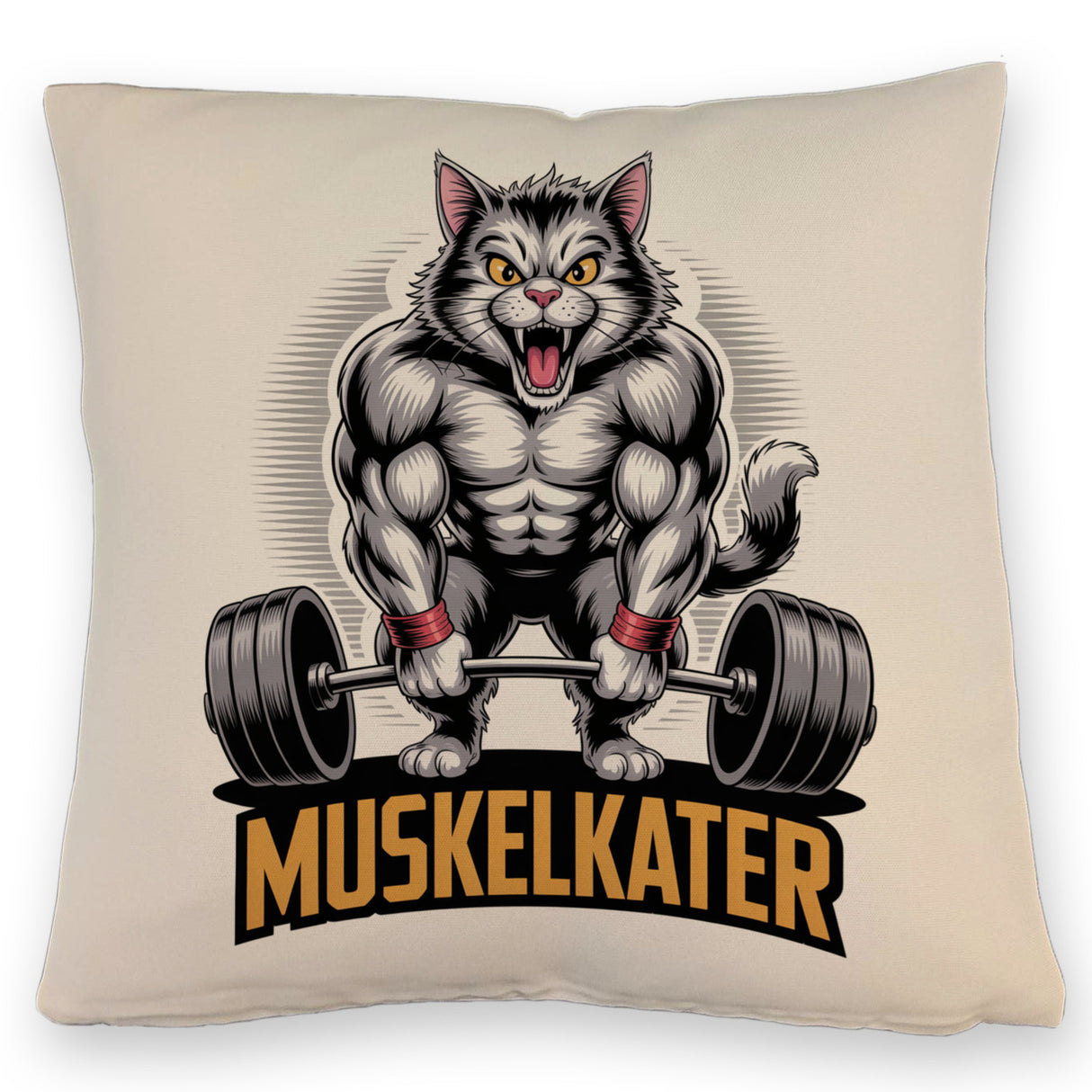 Muskulöse Katze MUSKELKATER Kissen für Fitness-Fans