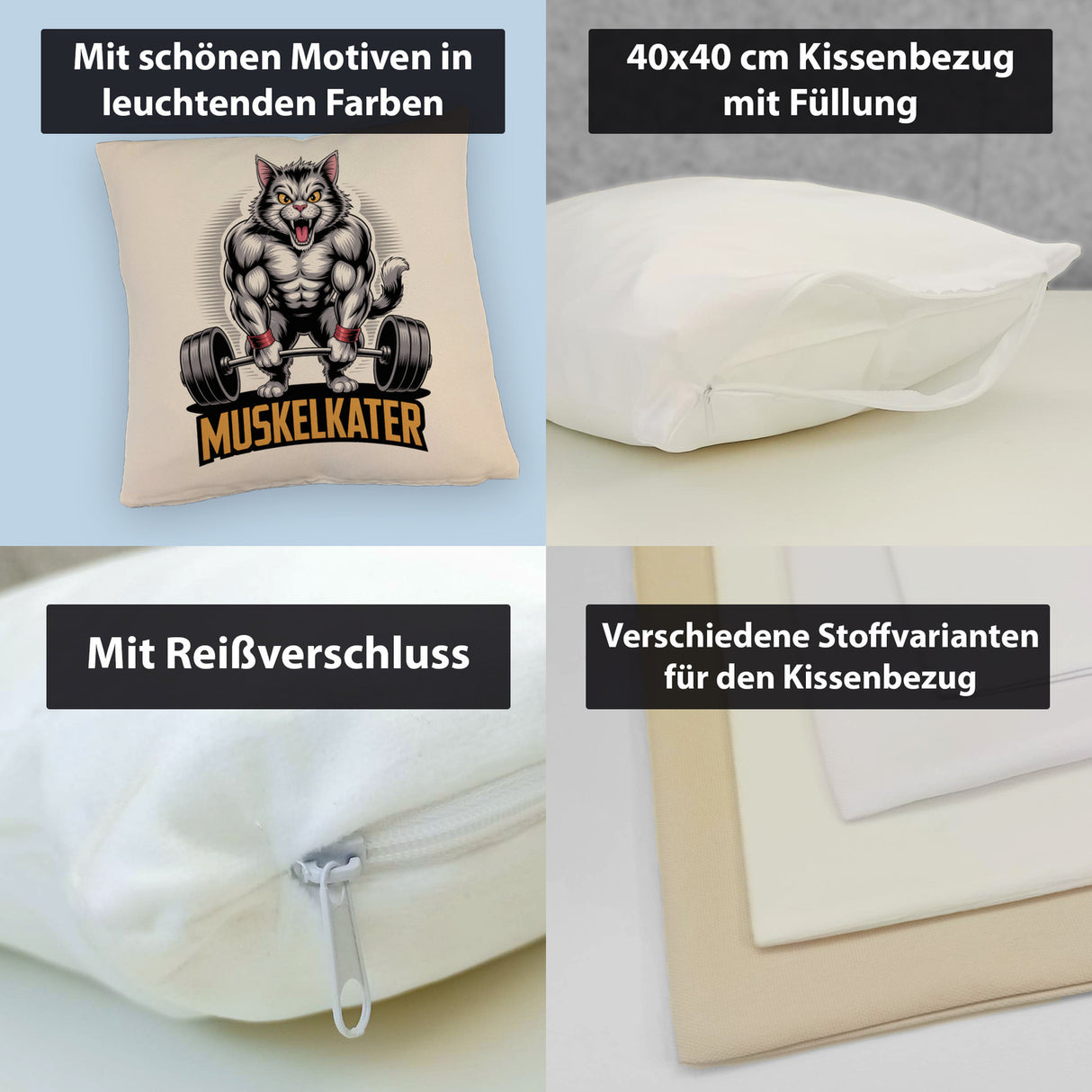Muskulöse Katze MUSKELKATER Kissen für Fitness-Fans
