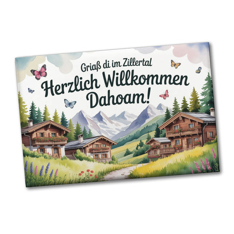 Griaß di im Zillertal Souvenir Magnet Tiroler Chalets
