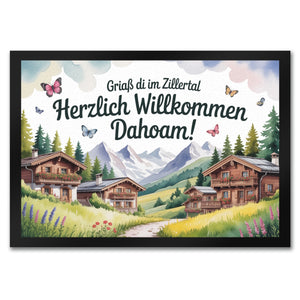 Griaß di im Zillertal Fußmatte in 35x50 cm Tiroler Chalets