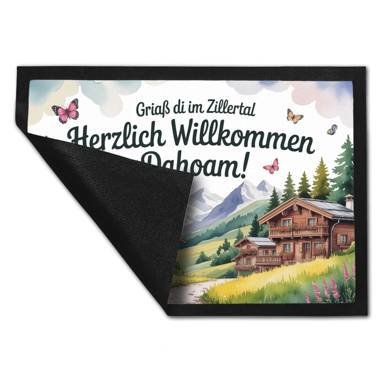 Griaß di im Zillertal Fußmatte in 35x50 cm Tiroler Chalets