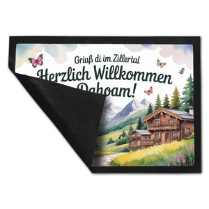 Griaß di im Zillertal Fußmatte in 35x50 cm Tiroler Chalets