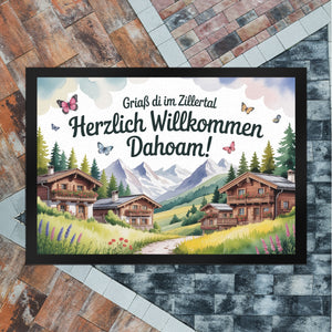 Griaß di im Zillertal Fußmatte in 35x50 cm Tiroler Chalets