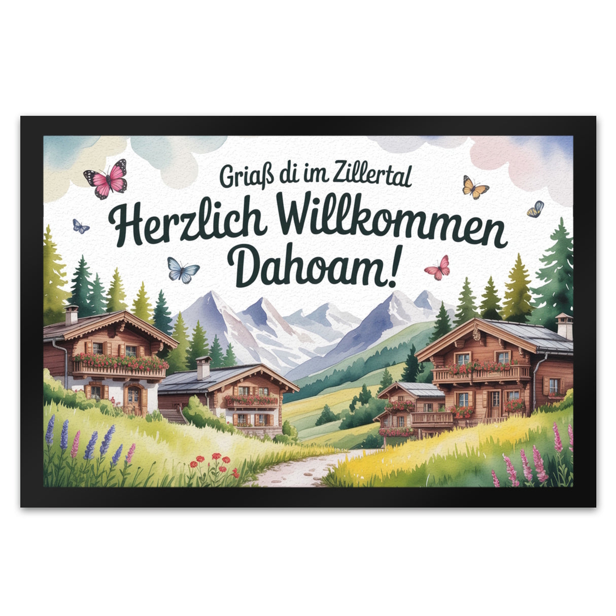 Griaß di im Zillertal Fußmatte in 35x50 cm Tiroler Chalets