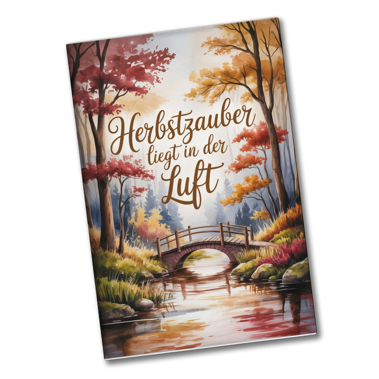 Herbstzauber liegt in der Luft Herbstliche Waldszene mit einer hölzernen Brücke Souvenir Magnet