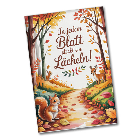 In jedem Blatt steckt ein Lächeln Herbstlicher Waldweg Souvenir Souvenir Magnet