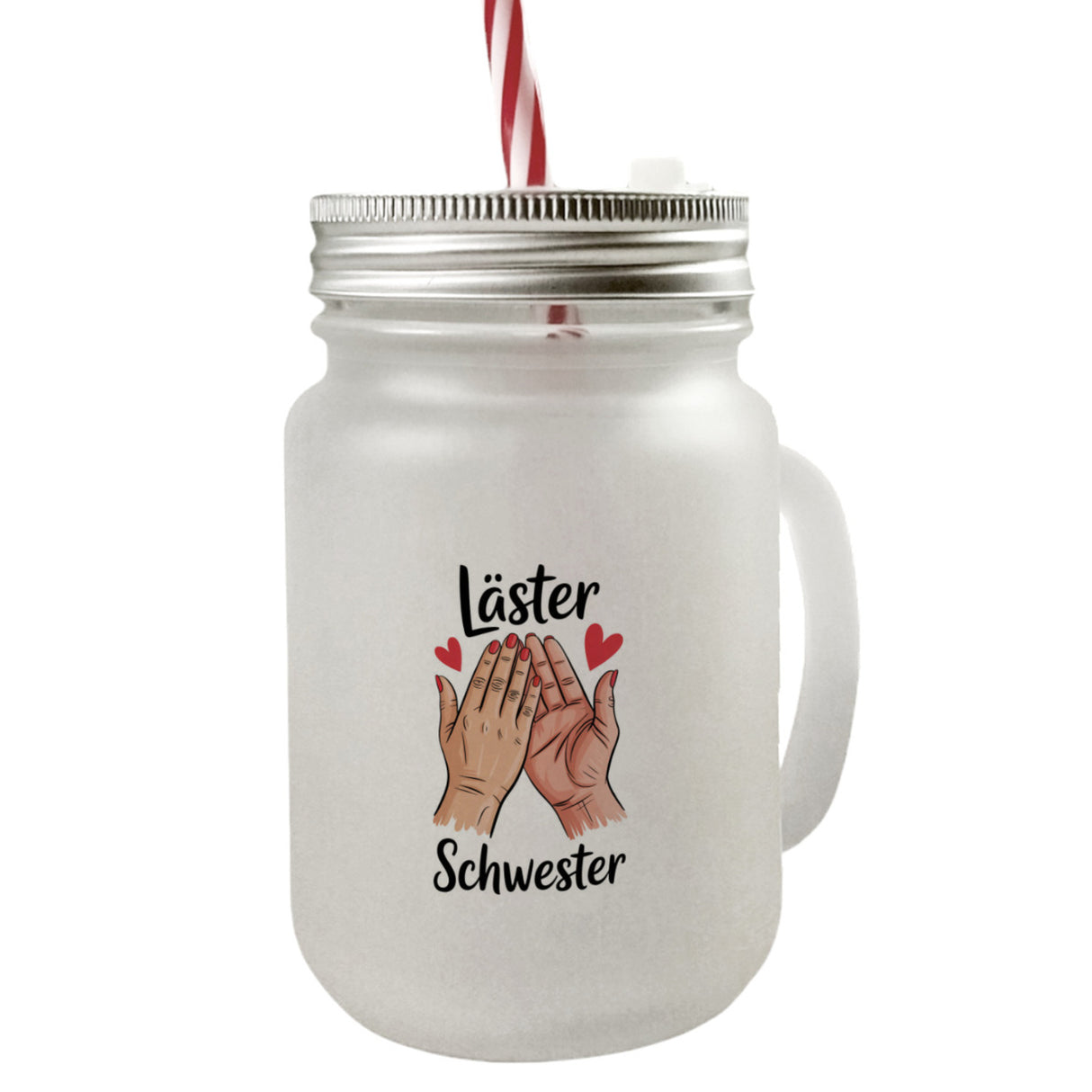 Läster Schwester Trinkglas mit Bambusdeckel für die beste Freundin