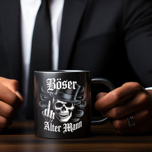 Totenkopf mit Mittelfinger Tasse - Böser alter Mann
