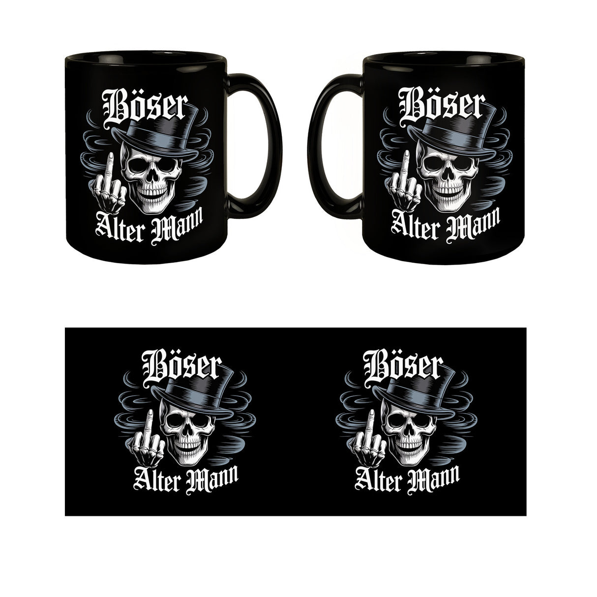 Totenkopf mit Mittelfinger Tasse - Böser alter Mann