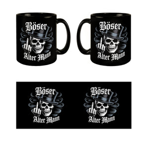 Totenkopf mit Mittelfinger Tasse - Böser alter Mann