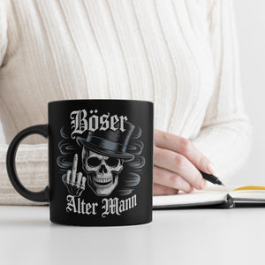 Totenkopf mit Mittelfinger Tasse - Böser alter Mann