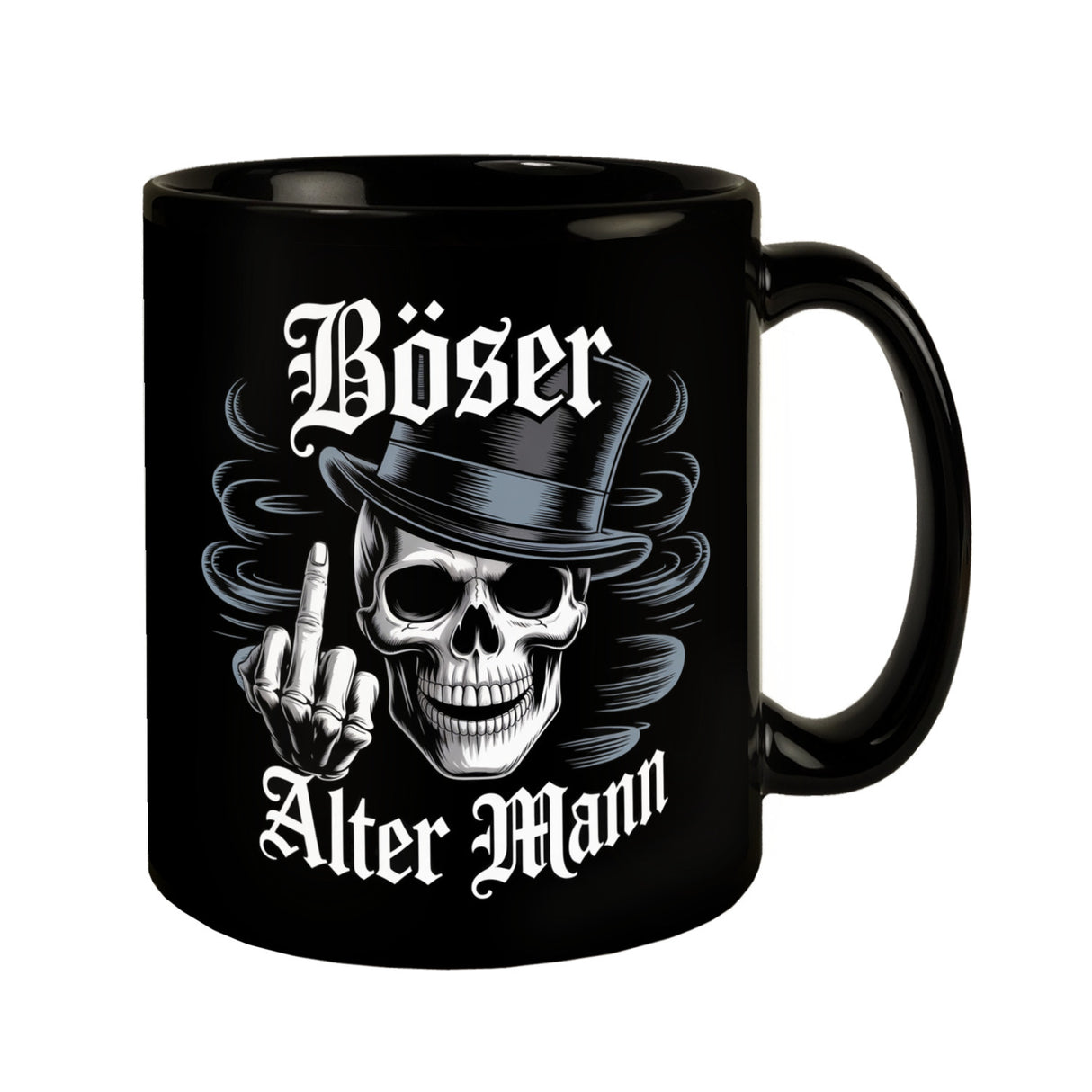 Totenkopf mit Mittelfinger Tasse - Böser alter Mann