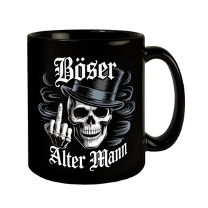 Totenkopf mit Mittelfinger Tasse - Böser alter Mann
