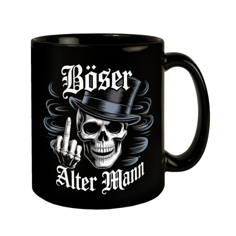 Totenkopf mit Mittelfinger Tasse - Böser alter Mann