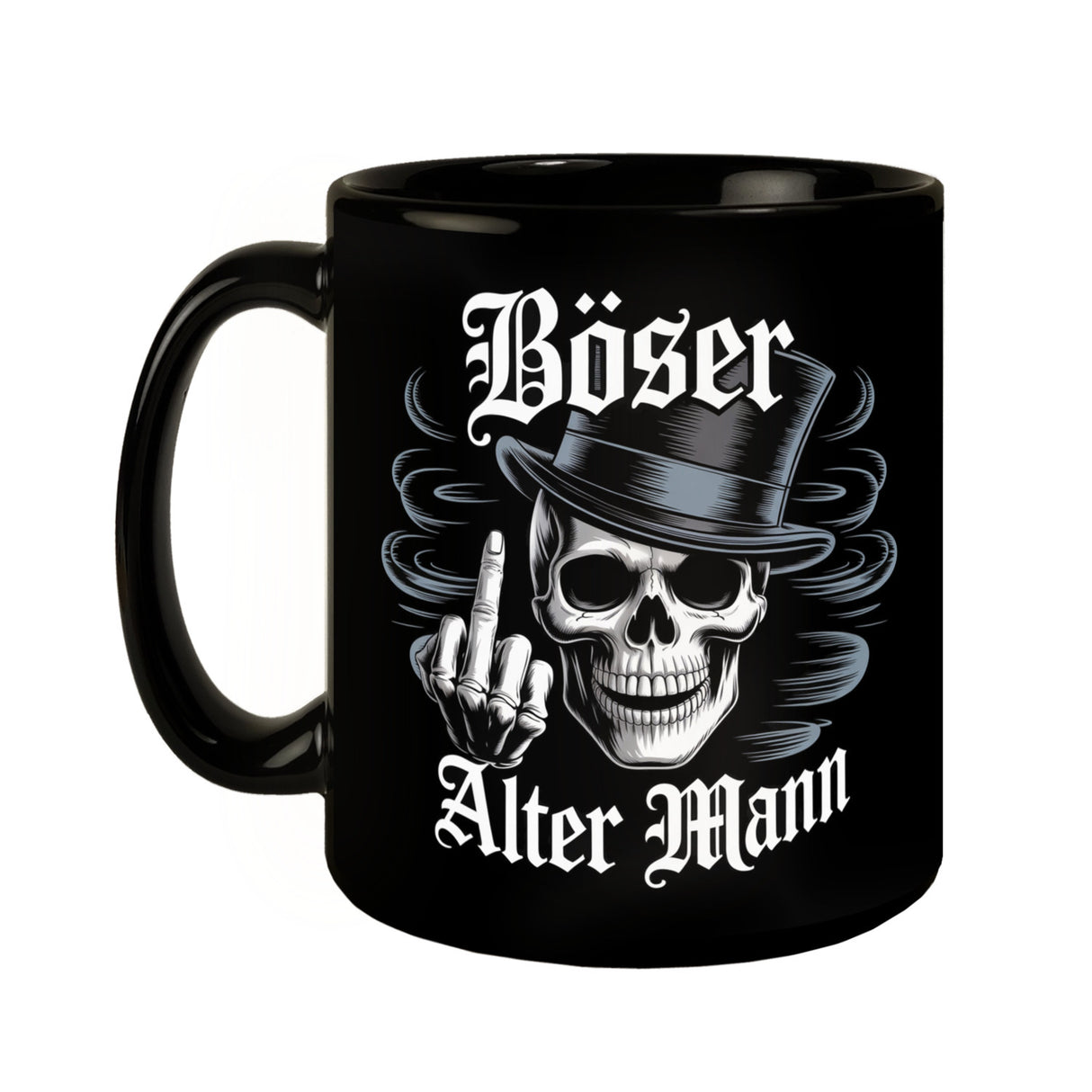 Totenkopf mit Mittelfinger Tasse - Böser alter Mann