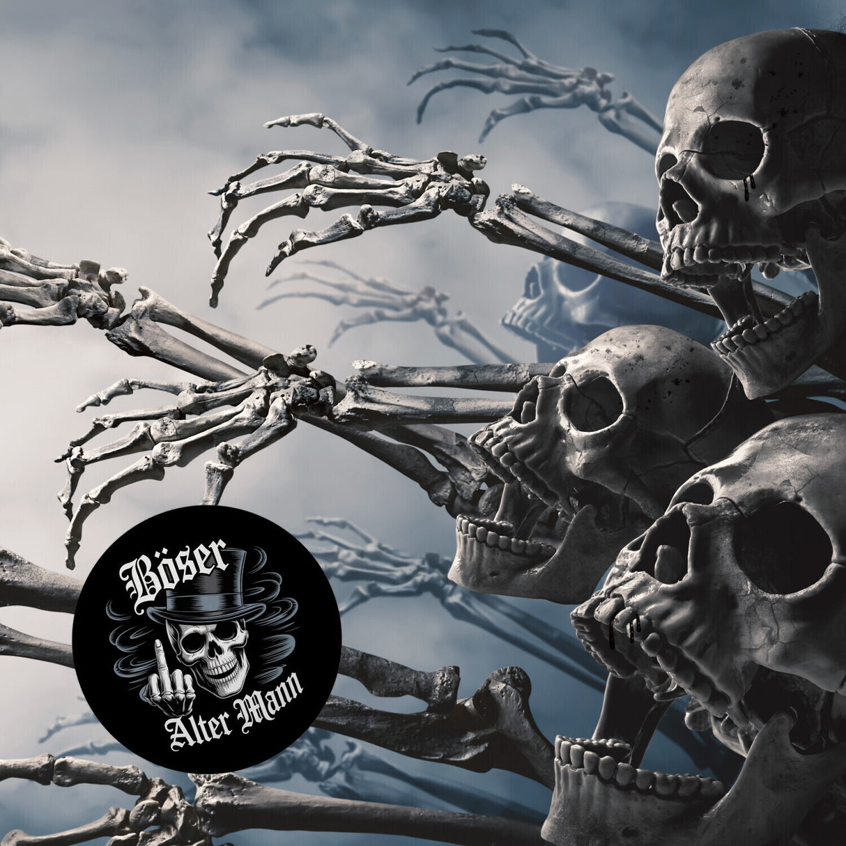 Totenkopf mit Mittelfinger Magnet - Böser alter Mann