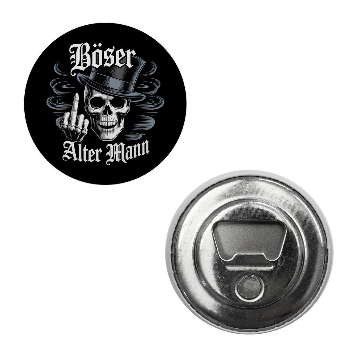 Totenkopf mit Mittelfinger Magnet - Böser alter Mann