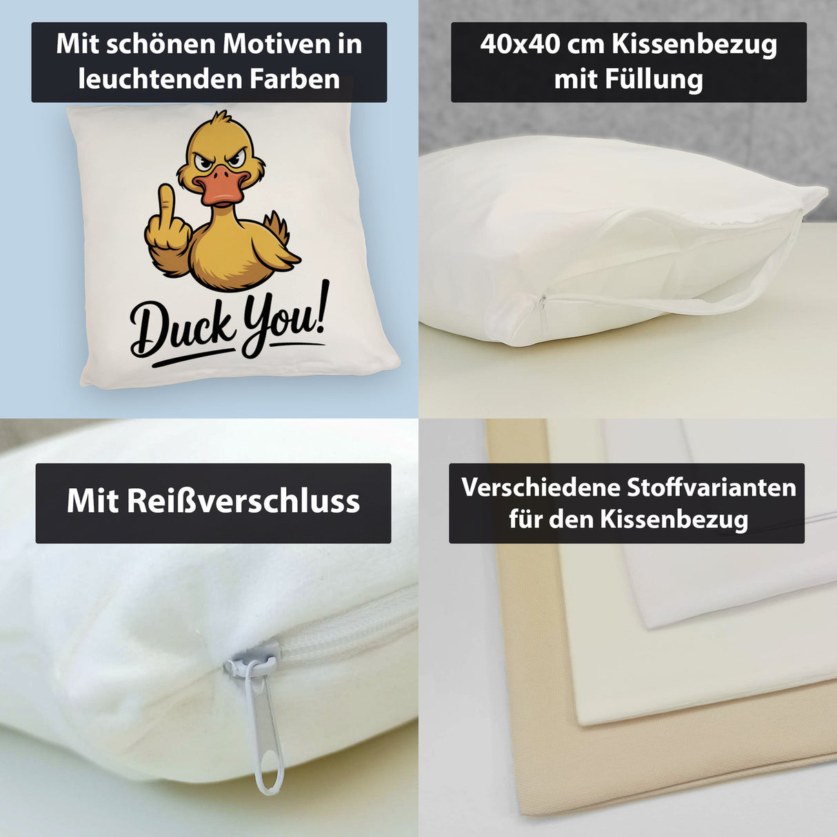 Mittelfinger Ente DUCK YOU Kissen