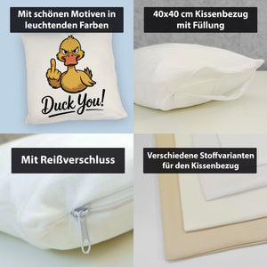 Mittelfinger Ente DUCK YOU Kissen