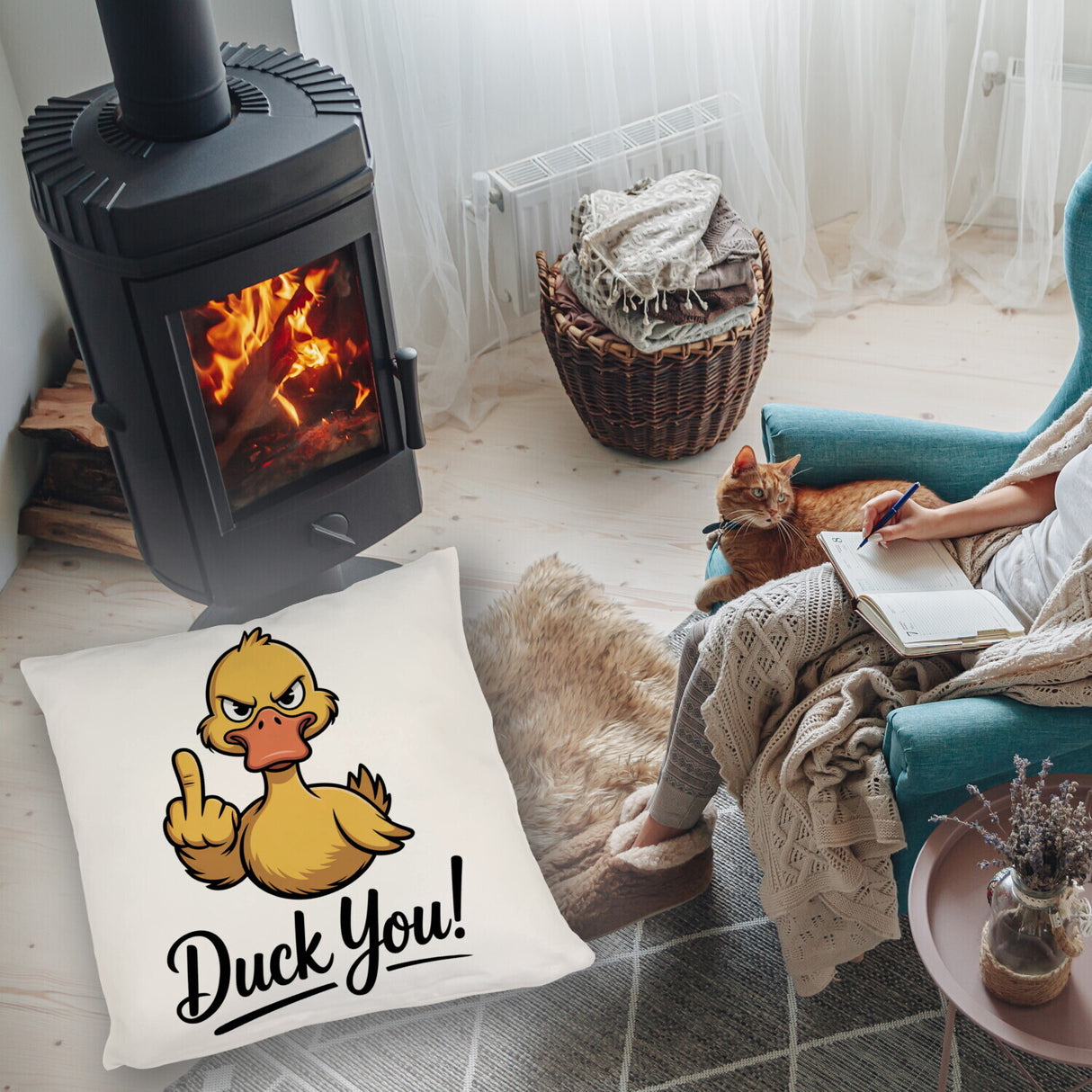 Mittelfinger Ente DUCK YOU Kissen