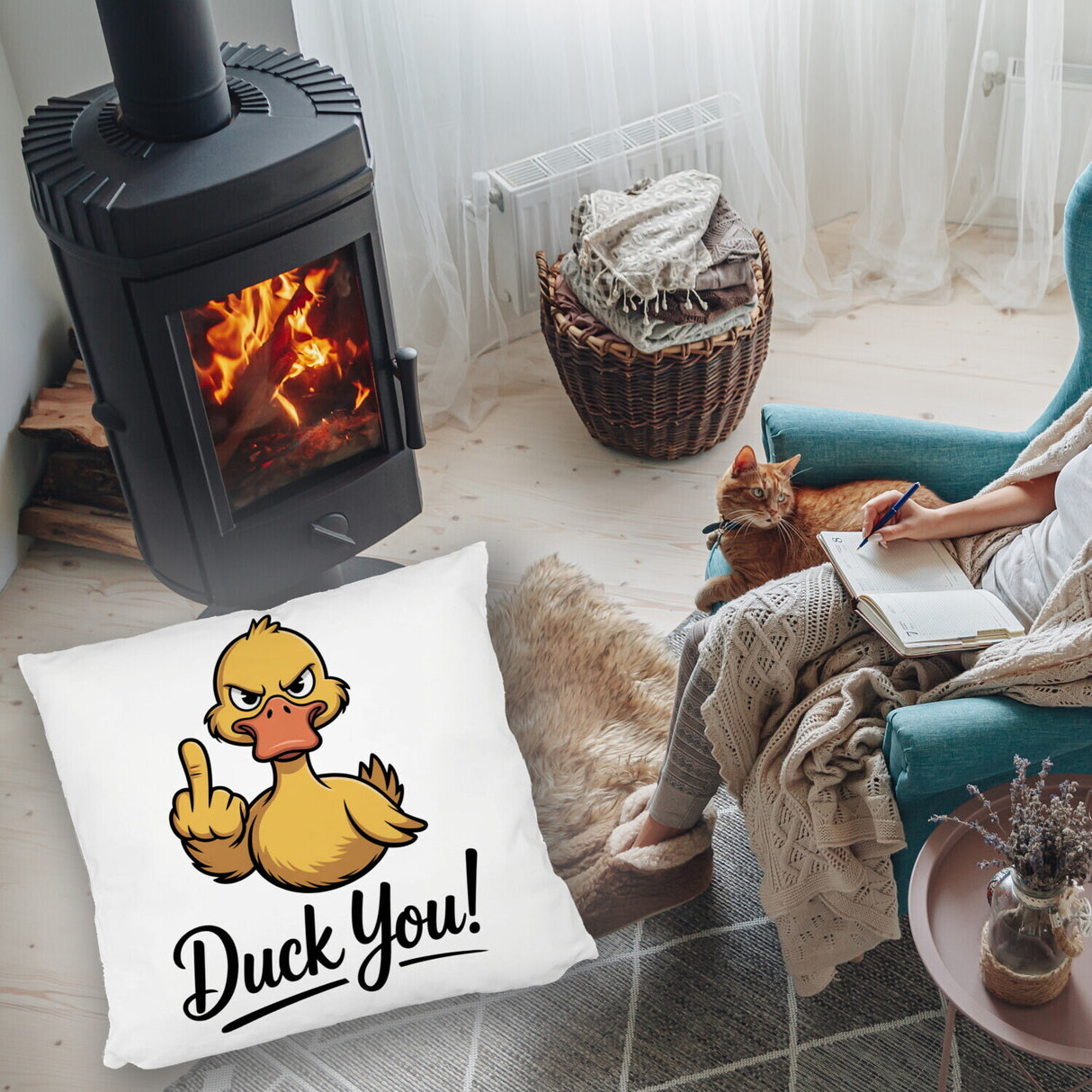 Mittelfinger Ente DUCK YOU Kissen