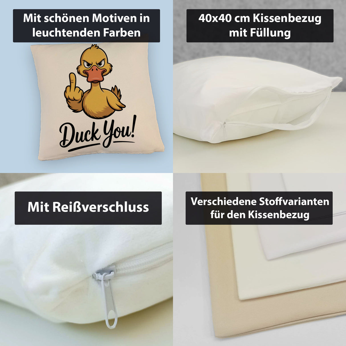 Mittelfinger Ente DUCK YOU Kissen