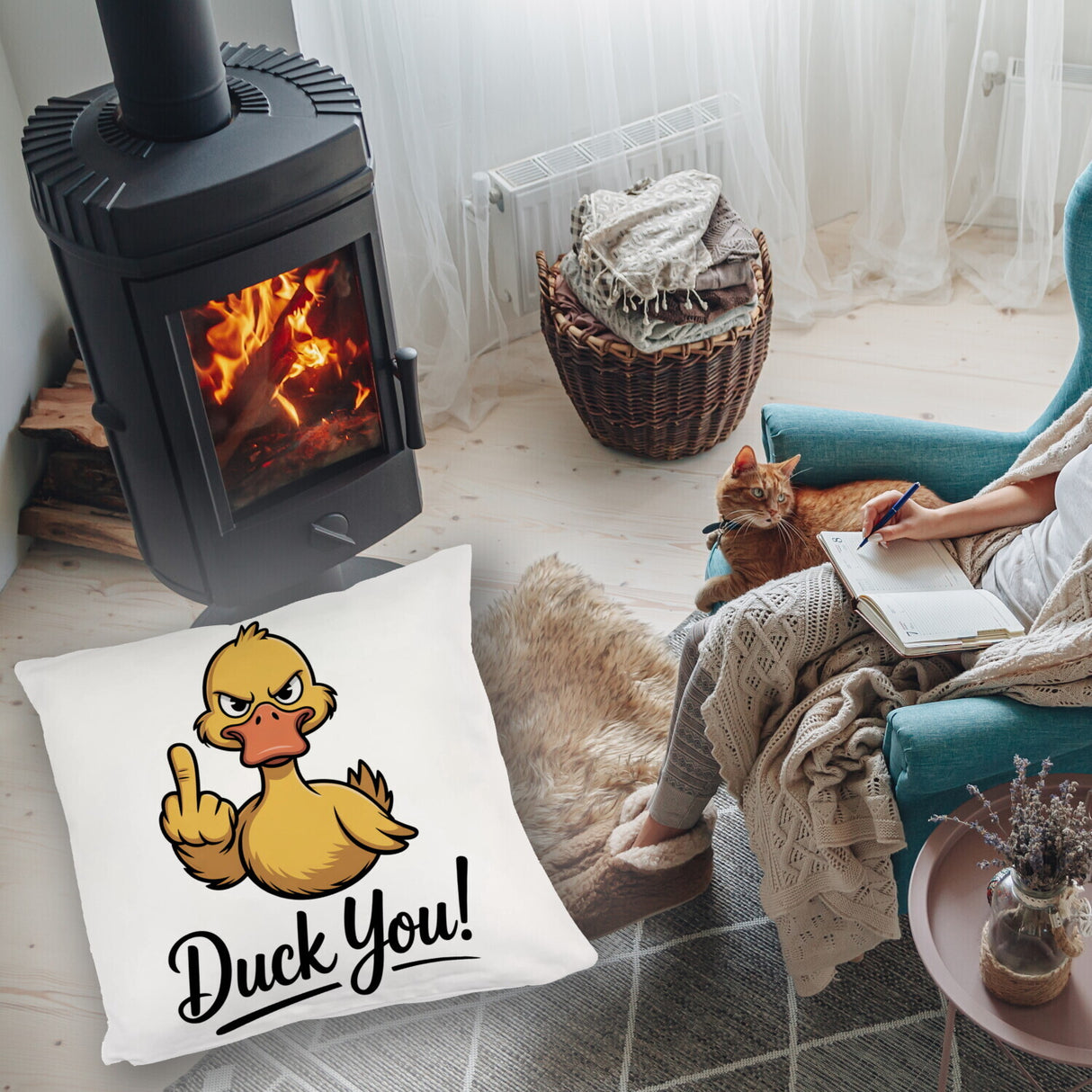 Mittelfinger Ente DUCK YOU Kissen