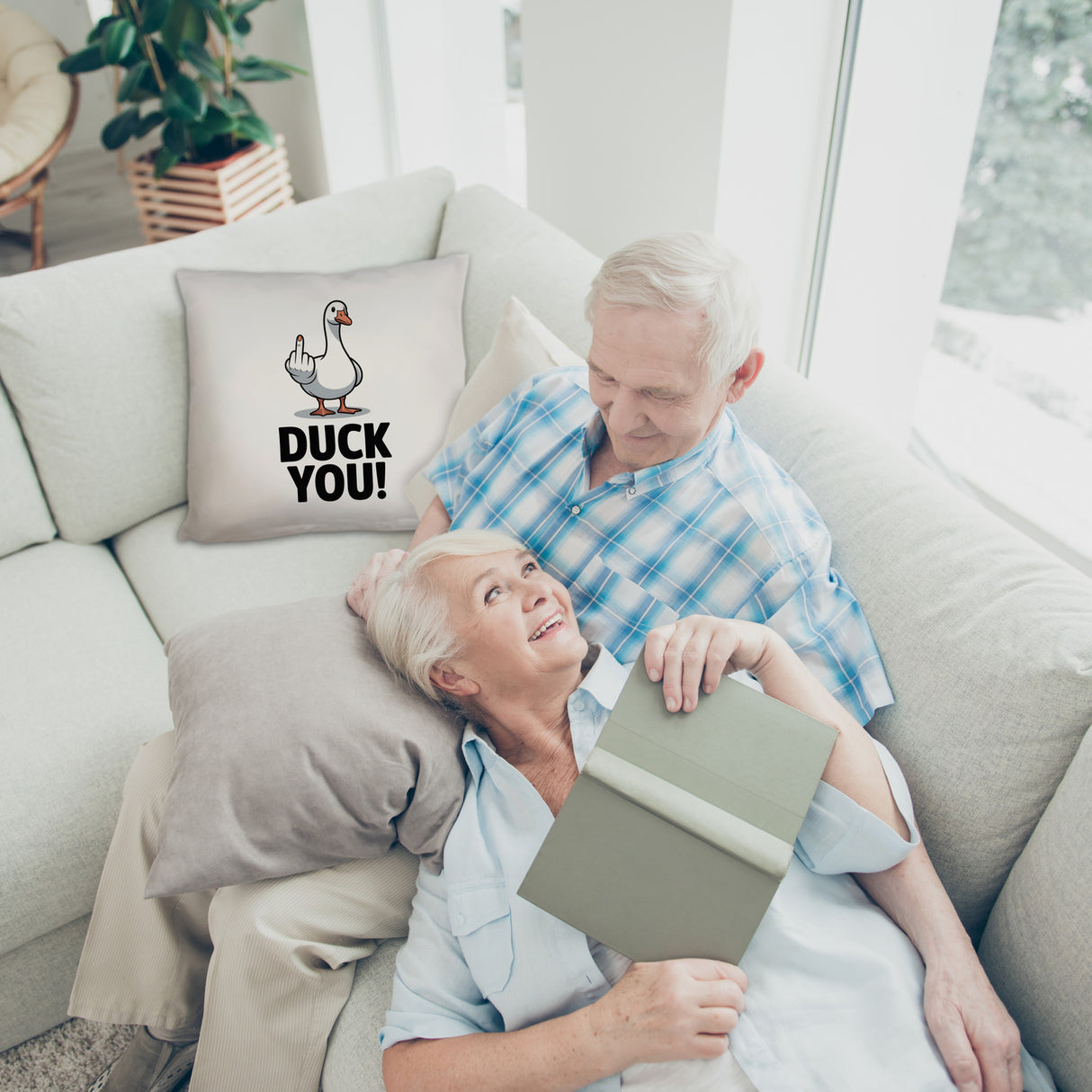 Gans zeigt Mittelfinger DUCK YOU! Kissen