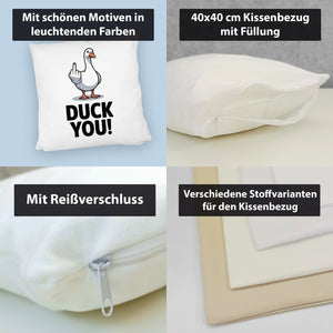 Gans zeigt Mittelfinger DUCK YOU! Kissen