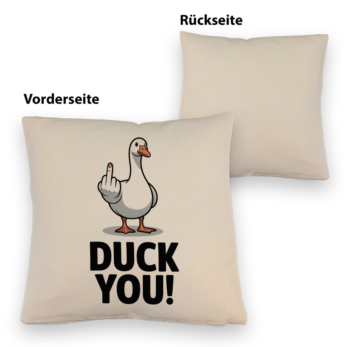 Gans zeigt Mittelfinger DUCK YOU! Kissen