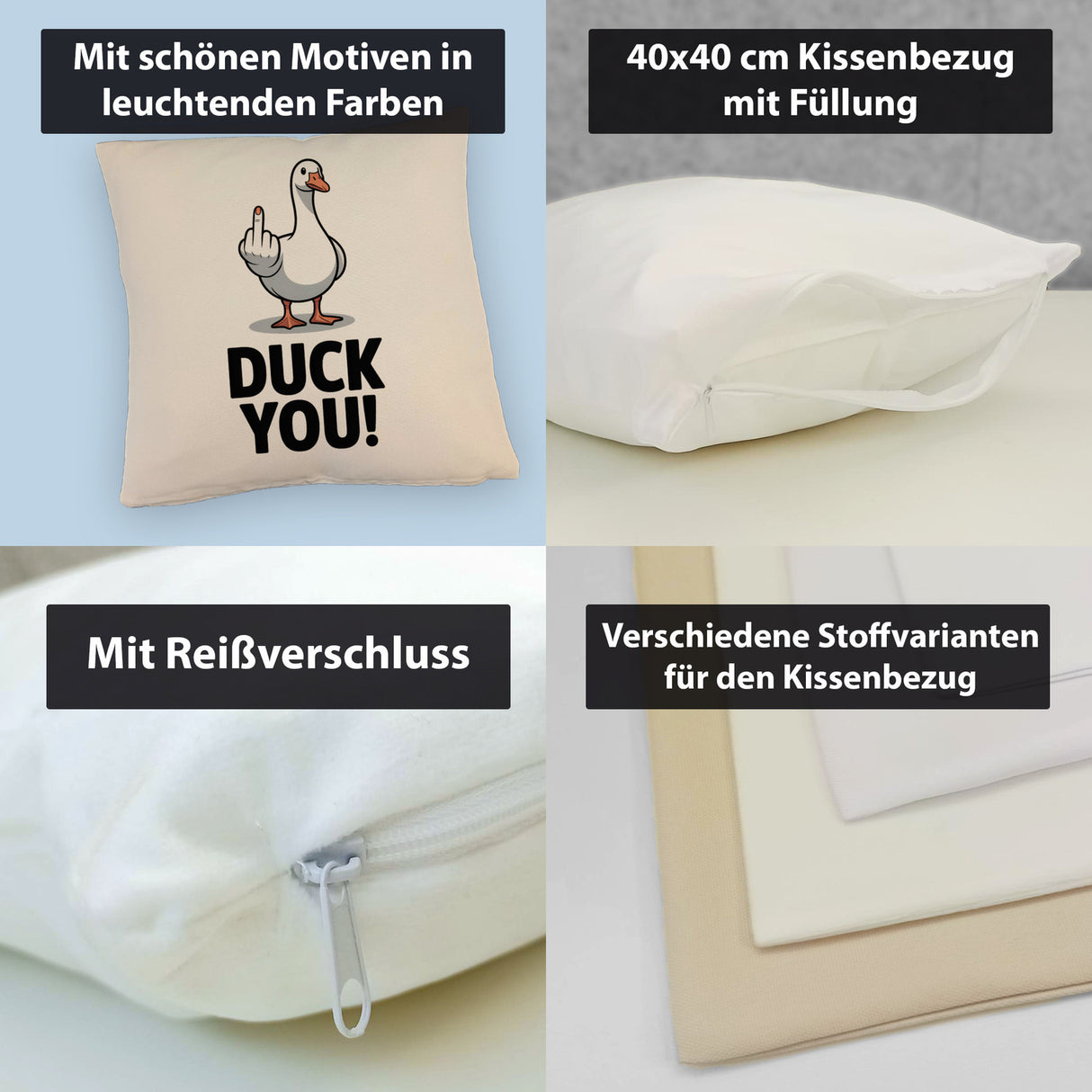 Gans zeigt Mittelfinger DUCK YOU! Kissen