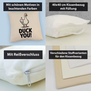 Gans zeigt Mittelfinger DUCK YOU! Kissen