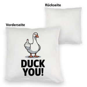Gans zeigt Mittelfinger DUCK YOU! Kissen