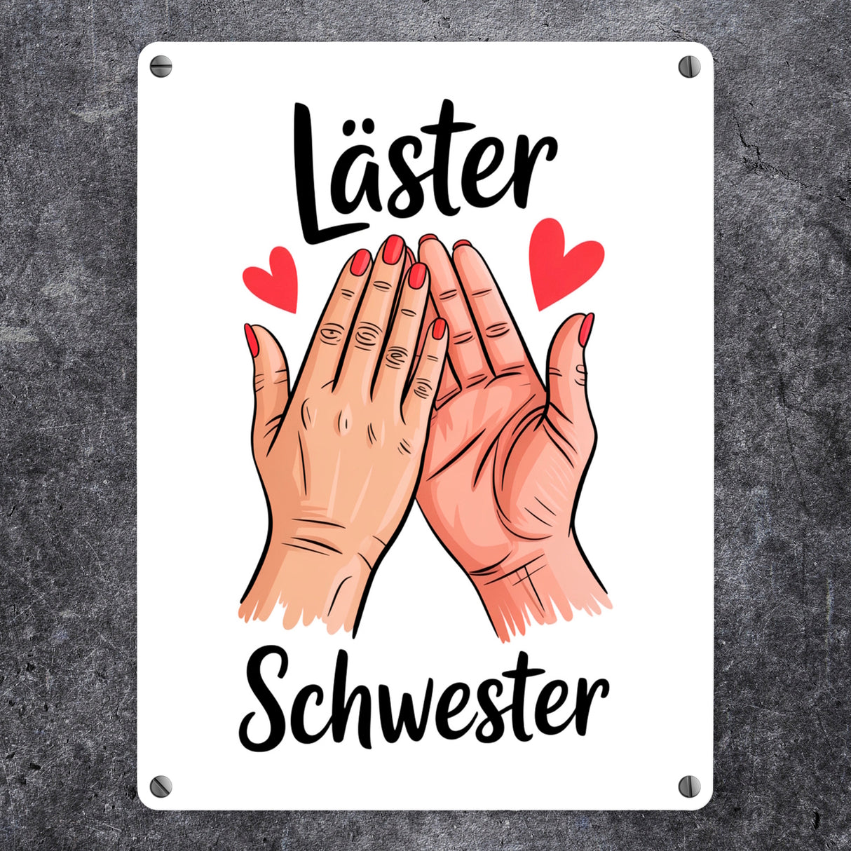 Läster Schwester Souvenir Metallschild in 15x20 cm für die beste Freundin