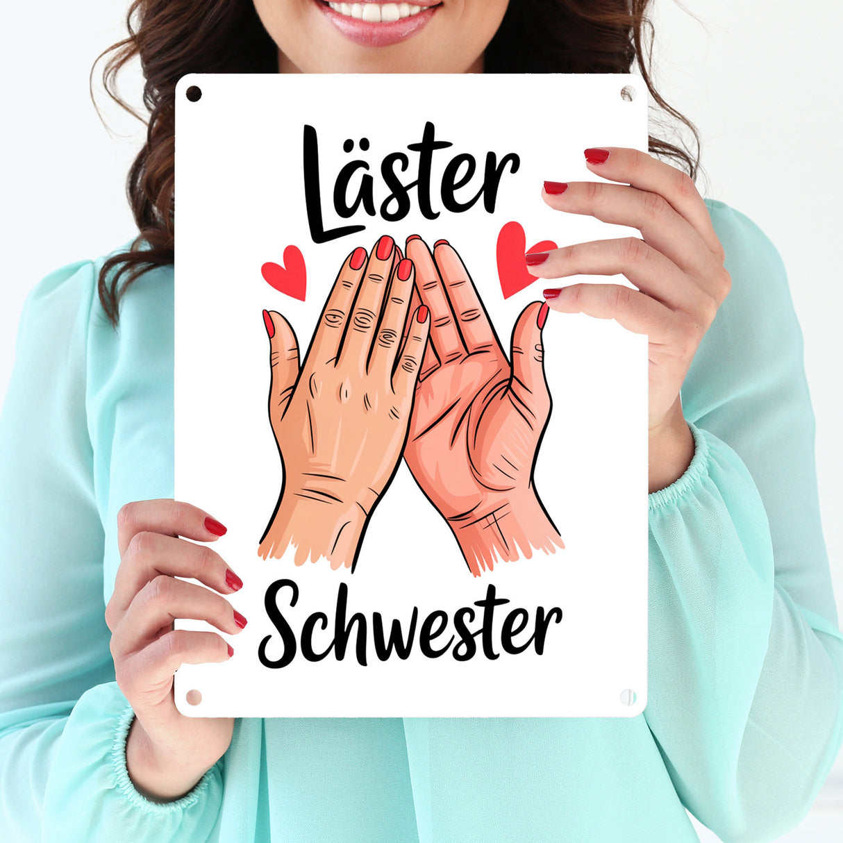 Läster Schwester Souvenir Metallschild in 15x20 cm für die beste Freundin