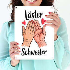 Läster Schwester Souvenir Metallschild in 15x20 cm für die beste Freundin