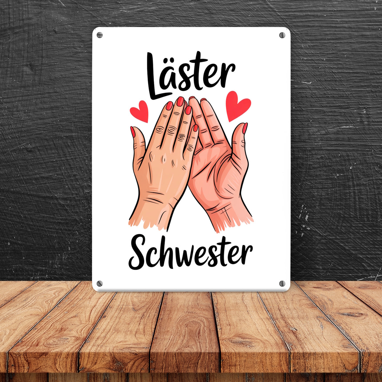 Läster Schwester Souvenir Metallschild in 15x20 cm für die beste Freundin